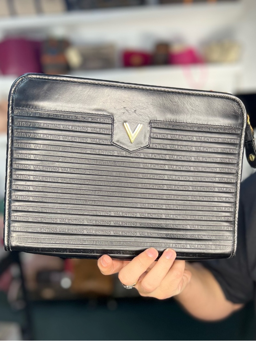 M. VALENTINO BLACK ZIP POUCH